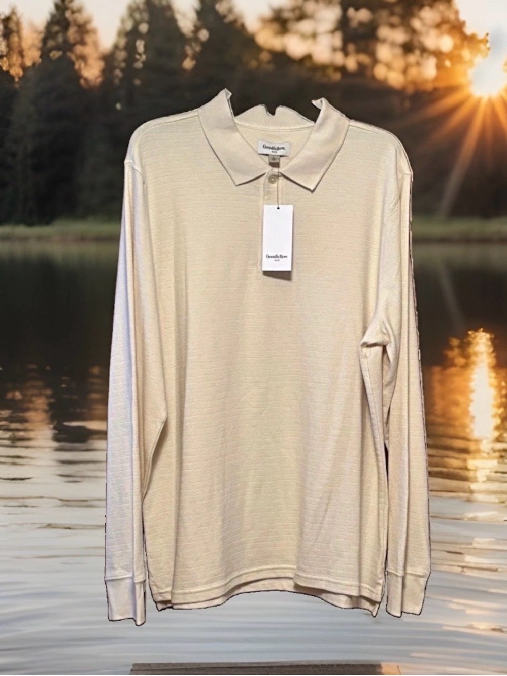 Goodfellow & Co Beige Textured Polo Shirt